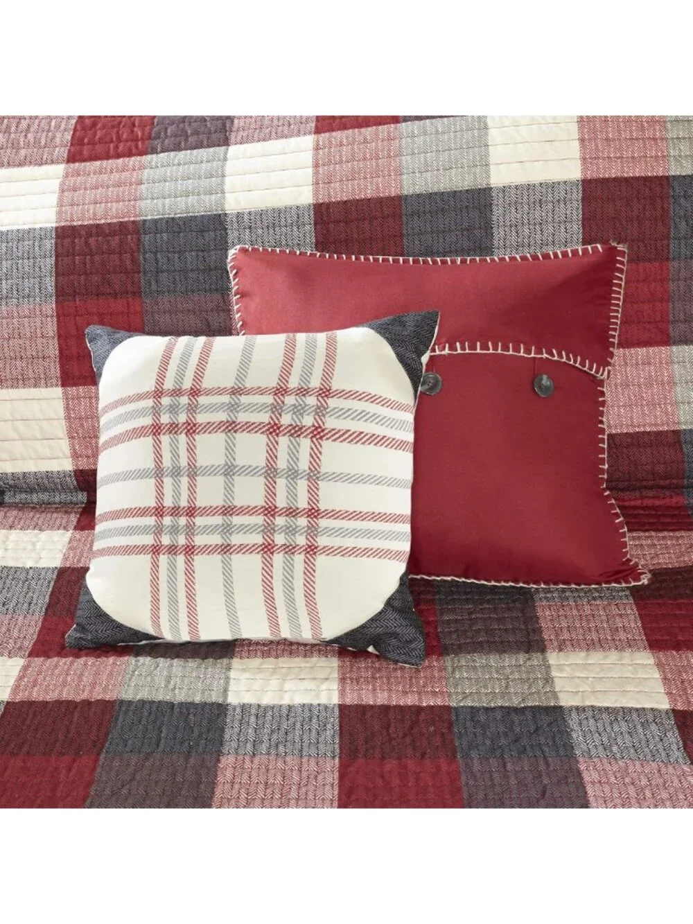 Cozy Plaid Quilt Set, 6PC King/Cal King Bedding, Cabin Style Home Decor